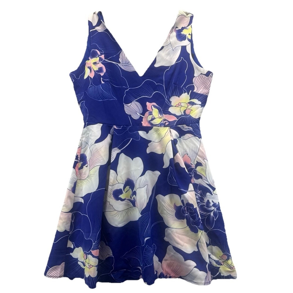 Paper Dolls London Petite US 10 Blue Floral Fit Flare Skater Dress Wedding